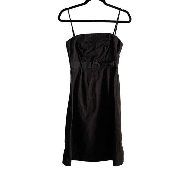 Bitten By Sarah Jessica Parker Women Sz 2 Black Spaghetti Strap Bow Waist Dress - Picture 1 of 9